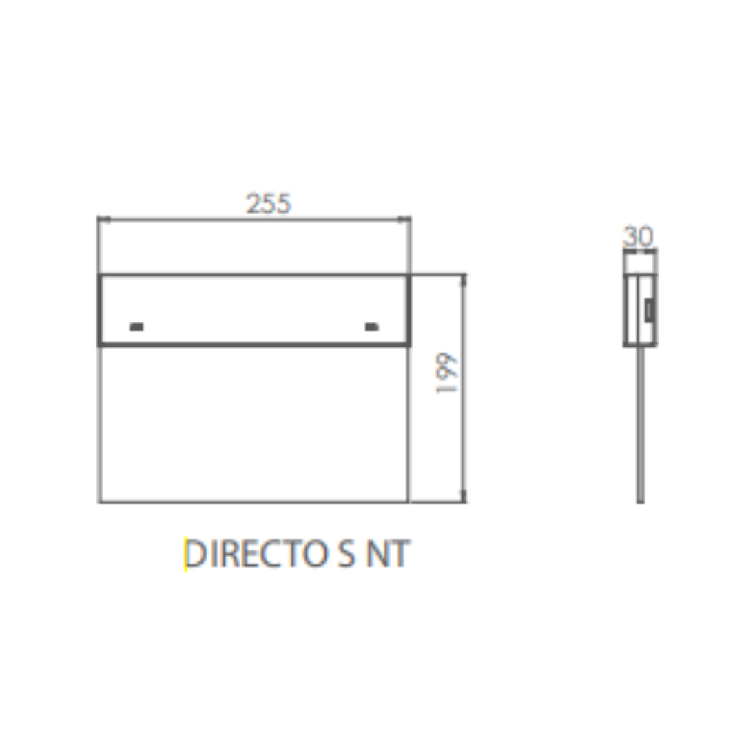 Rysunek wymiarowy DIRECTO S NT: 255 × 199 × 30 mm