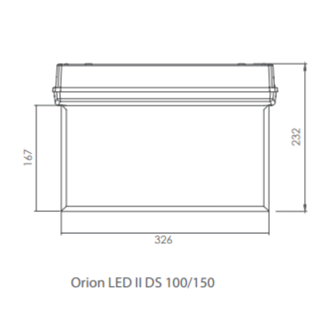 ORION II DS: wysokość całkowita 232 mm; płyta 326 × 167 mm